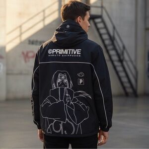 Primitive x Naruto Shippuden II Itachi Black Windbreaker – Size Large – NWOT